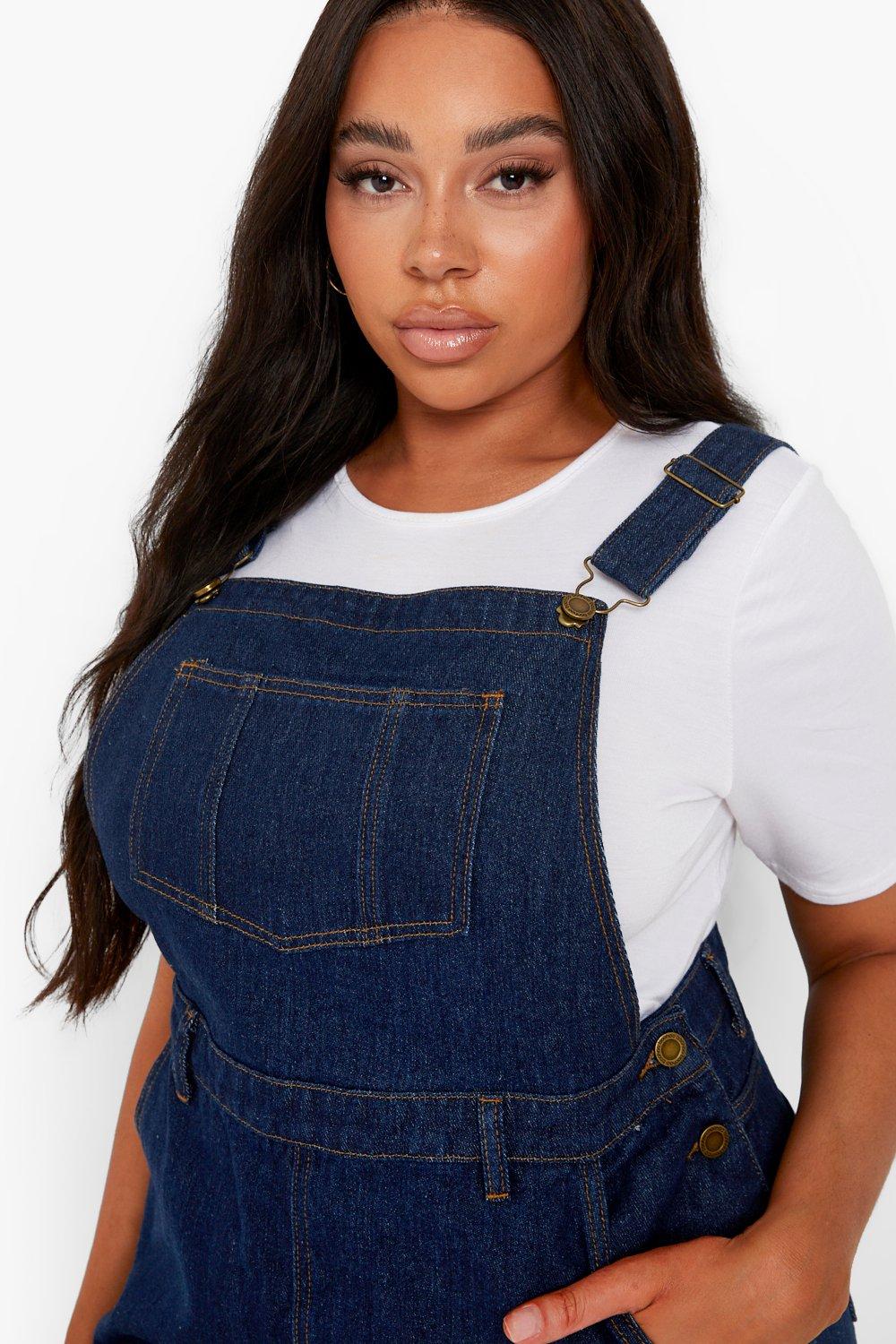 Plus size store denim dungarees uk